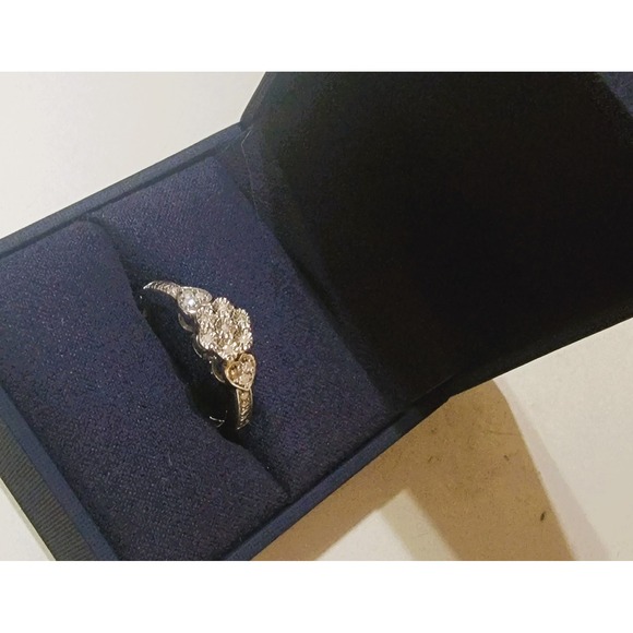 Antique Style Diamond Designer Ring Sterling Silver Engagement Anniversary 5.25 - Picture 6 of 10